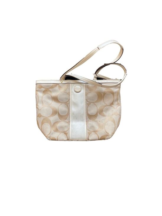 Coach Handbags - Women's Coach Beige Signature Print Tote Bag